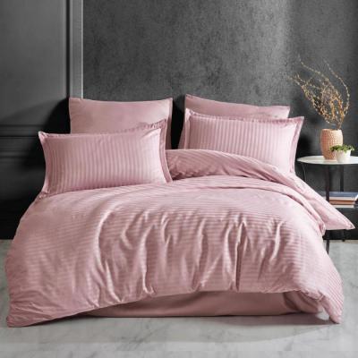 Pucioasa Lenjerie Pat damasc HORECA Roz Pudra 2 persoane Queen size 4 piese