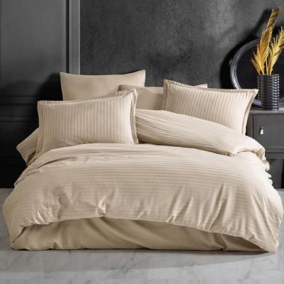 Pucioasa Lenjerie Pat damasc HORECA Cappucino 2 persoane Queen size 4 piese