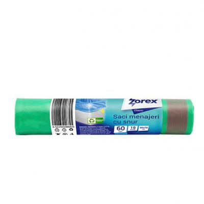 Zorex Saci Menaj Verde Cu Snur 60L 10Buc/set