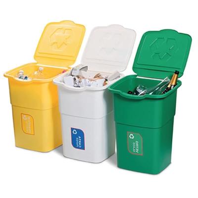 Alisan Set 3 Cosuri Gunoi Reciclare Deseuri ECO 3x50L, Verde, Galben, Alb