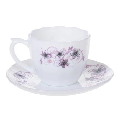 Sanay Set Cafea Opal 6 Cesti + 6 Farfuriute 190Ml Model Flori Violet CO12/794