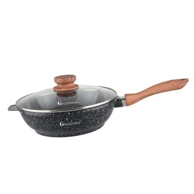 Goldmann Tigaie Antiaderenta Inalta Marmorata cu capac termorezistent 24cm GM 0124L
