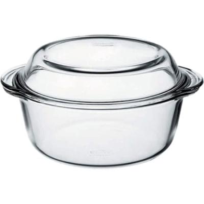 Borcam Vas Yena Termorezistent Rotund 2,1L cu Capac Sticla 25x22cm 59003