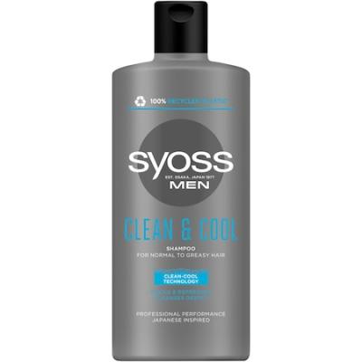 Syoss Sampon 440ml Men Clean &amp; Cool pentru par normal spre gras