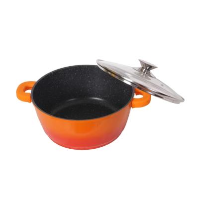 Goldmann Oala antiaderenta cu capac din sticla 24cm 4.5L, Portocaliu GM 7324O
