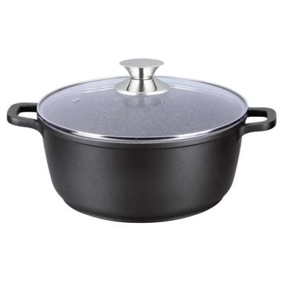 Swan Oala antiaderenta granit cu capac din sticla 28cm 6.5L