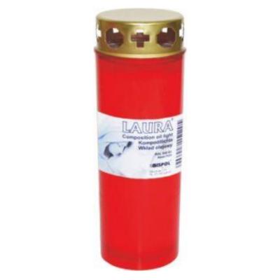 Bispol Candela Ulei in Parafina cu capac anti-ploaie W4 Timp de ardere 70h, Rosu