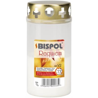 Bispol Candela Ulei in Parafina cu capac anti-ploaie V2 Timp de ardere 36h, Alb
