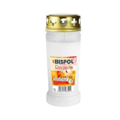 Bispol Candela Ulei in Parafina cu capac anti-ploaie V4 Timp de ardere 96h, Alb