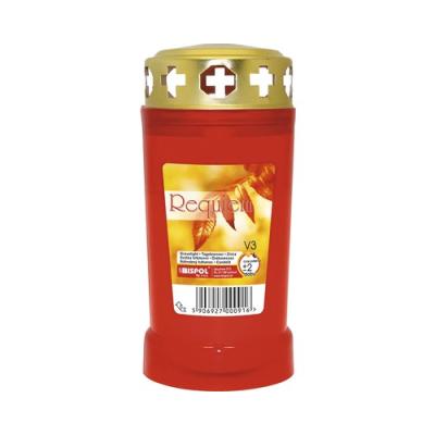 Bispol Candela Ulei in Parafina cu capac anti-ploaie V3 Timp de ardere 45h, Rosu