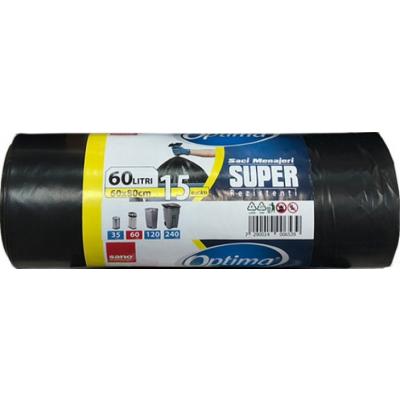 Sano Optima Saci Menaj 60L 15Buc/Set Negru