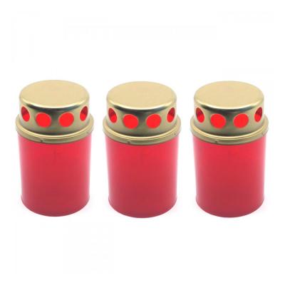 Bispol Candela Ulei in Parafina cu capac anti-ploaie V1-30 A3 Timp de ardere 13h, Rosu 3Buc/set