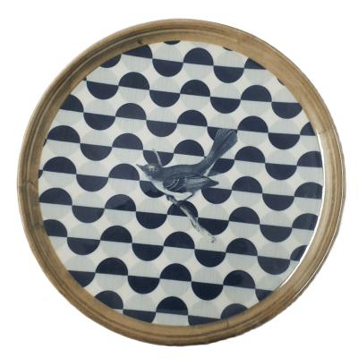Farfurie Intinsa Portelan 26cm, 3284 Model Cercuri Gri cu Pasare 6Buc/set