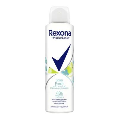 Rexona Deodorant Antiperspirant Spray 150ml Stay Fresh with scent Blue Poppy &amp; Apple