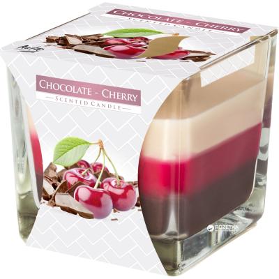 Lumanare Parfumata in Pahar in Trei Culori SNK 80-104 Ciocolată si Cireșe