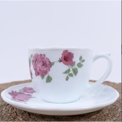 Nasima Set Cafea Opal 6 Cesti + 6 Farfuriute 190Ml Model Bujori BS12