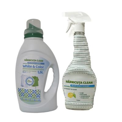 Pachet Curatenie Harnicuta Detergent Lichid White &amp; Color 1.5L+Solutie Geamuri 750ml