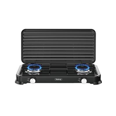 Rosberg Aragaz/ Plita Dubla gaz,2x2.2KWh, arzator aluminiu, 30mbar, otel carbon R51454D2B