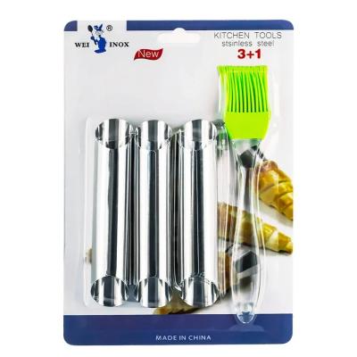 Forma metalica cilindrica pentru rulouri 14 cm 3buc/set + Pensula silicon A13146