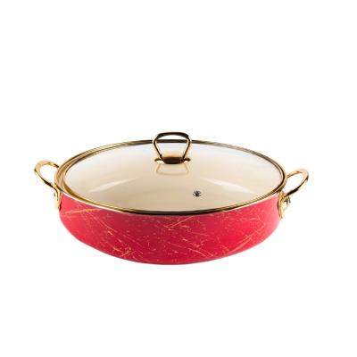 Goldmann Cratita Joasa Emailata cu capac sticla 24x8cm 3.2L, Rosu GM 8040-24R