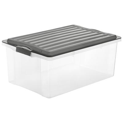 Cutie Depozitare Cu Capac 38L Rotho Plastic cu Cleme Prindere Capac