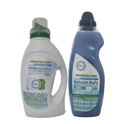 Pachet Curatenie Harnicuta Detergent Lichid White &amp; Color 1.5L+ Balsam Rufe Concentrat 1.5L Spring Blue