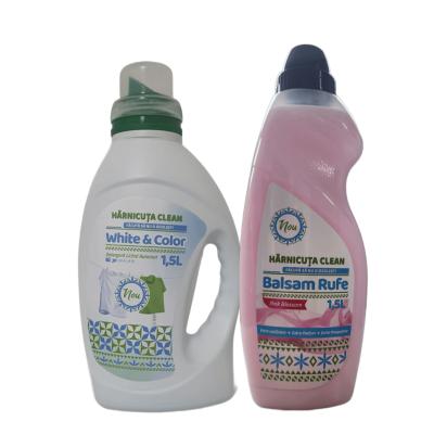 Pachet Curatenie Harnicuta Detergent Lichid White &amp; Color 1.5L+Balsam Rufe Concentrat 1.5L Pink Blossom