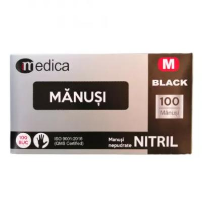 Medica Manusi Nitril Profesionale PPS Unica folosinta Negru M 100 buc/cutie