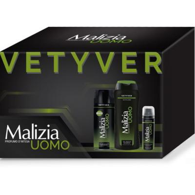Malizia Caseta Cadou Men Vetyver Deodorant Spray 175 ml + Gel Dus 250 ml + Spuma Ras 50ml