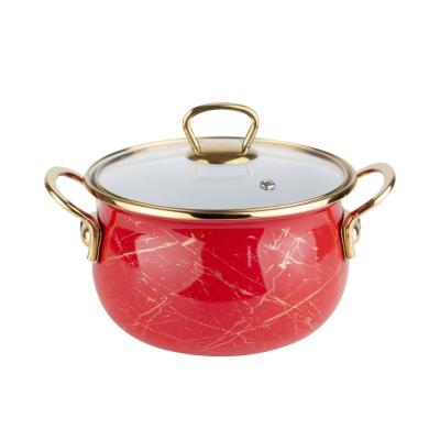 Goldmann Oala Emailata cu capac sticla 20x13cm 4L, Rosu GM-8017-20R