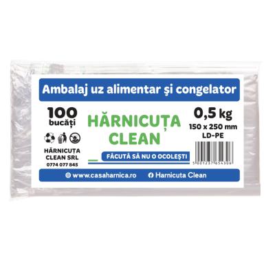 Harnicuta Pungi Congelator Alimentare 15x25cm Pentru 0.5KG 100 Buc/Set
