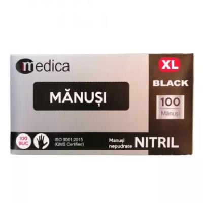 Medica Manusi Nitril Profesionale PPS Unica folosinta Negru XL 100 buc/cutie