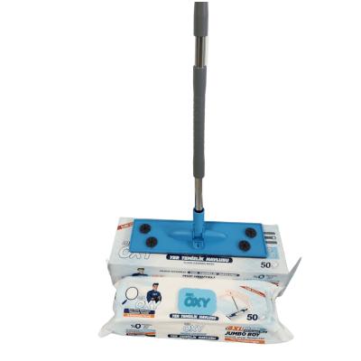 OXY Pachet Curatenie Set Mop Plat pentru Curățarea Podelei Uscata&amp;Umeda + OXY Lavete umede 4XL EASY CLEAN 50Buc/set Otet Alb/Bicarbonat