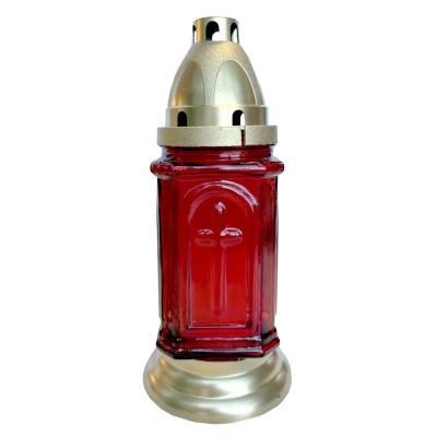 LCA Candela Sticla Felinar 590E-R Timp de ardere 24h Rosu