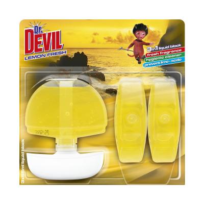 Dr Devil Odorizant Wc Lichid 3in1, 3x55ml Lemon Fresh