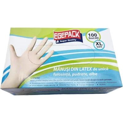 Egepack Manusi Latex Pudrate Unica folosinta Alb XL 100 buc/cutie