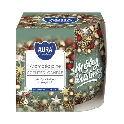 Lumanare Parfumata in Pahar Imprimat Sn71S-63 100g Merry Christmas -Aroma Craciun Pin