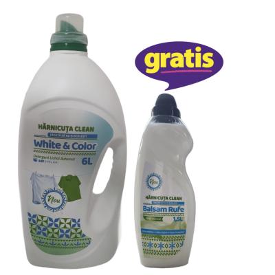 Pachet Curatenie Harnicuta Detergent Lichid Gel Concentrat 6L White &amp; Color 120 spalari + CADOU Harnicuta Balsam Rufe Concentrat 1.5L White Diamond