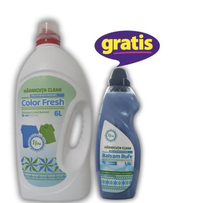 Pachet Curatenie Harnicuta Detergent Lichid Gel Concentrat 6L Color Fresh 120 spalari + ​​​​​​​CADOU Harnicuta Balsam Rufe Concentrat 1.5L Spring Blue