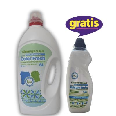 Pachet Curatenie Harnicuta Detergent Lichid Gel Concentrat 6L Color Fresh 120 spalari + CADOU Harnicuta Balsam Rufe Concentrat 1.5L White Diamond