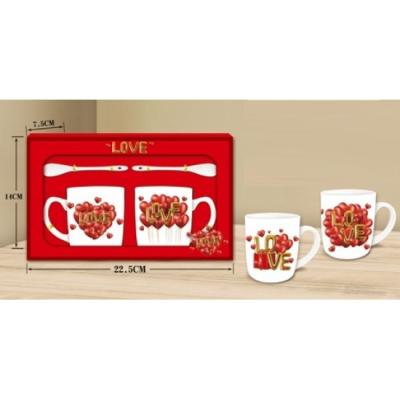 Set Cana Ceramica 2x220ml + Lingurite decor color A90016