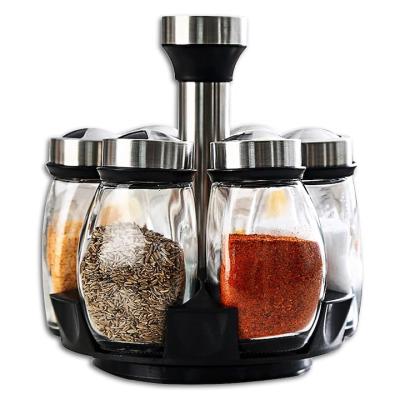 Set Recipiente Condimente Sticla Cu Capac De Inox 6x120 ML cu suport A14792