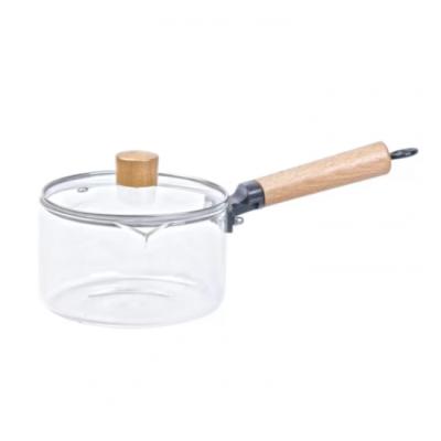 Cratita din sticla borosilicata Termorezistenta cu capac si maner din lemn 14x9cm 1.8L