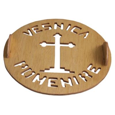 Tipar Pentru Coliva Cruce si Vesnica Pomenire din lemn traforat TC43 17x17cm