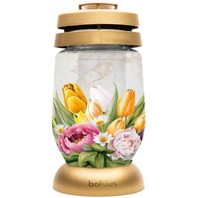 Candela Sticla Bolsius Model Floral Timp de ardere 36h