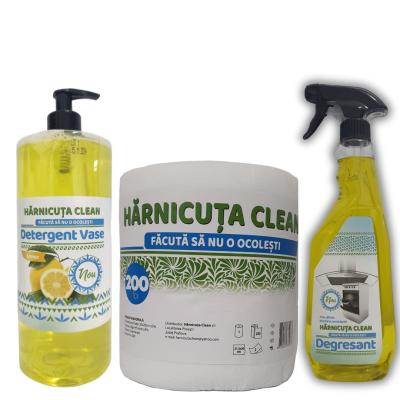 Pachet curatenie Harnicuta Degresant 750ml+Detergent Vase 1L+Monorola Hartie 2 straturi 200Foi