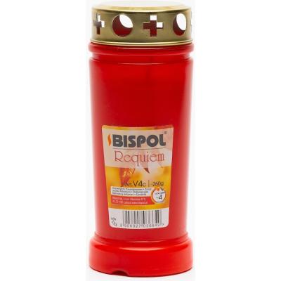 Bispol Candela Ulei in Parafina cu capac anti-ploaie V4 Timp de ardere 96h, Rosu