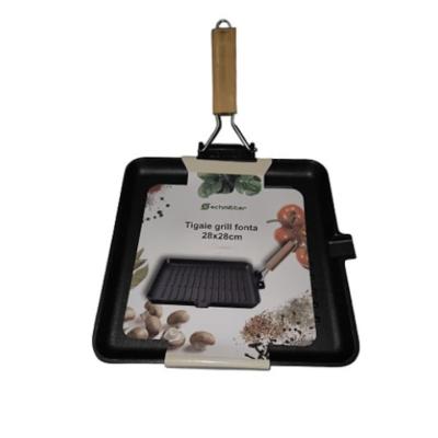 Schmitter Tigaie Grill Antiaderent Fonta Pura cu maner Pliabil 28cm