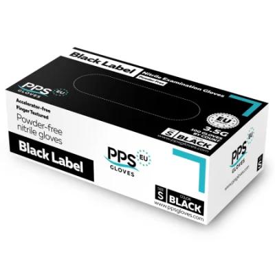 Black Label PPS Manusi Nitril Nepudrate Negre 100Buc/Set S