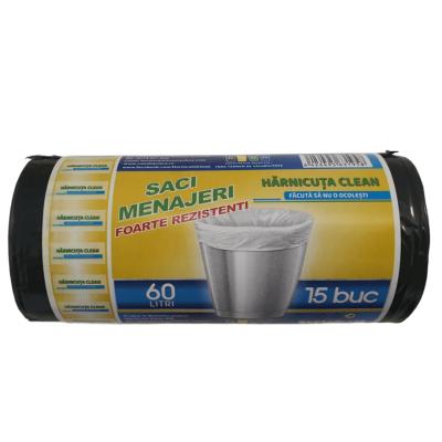 Harnicuta Clean Saci Menaj Super Rezistenti 60L 15Buc/Set Negru